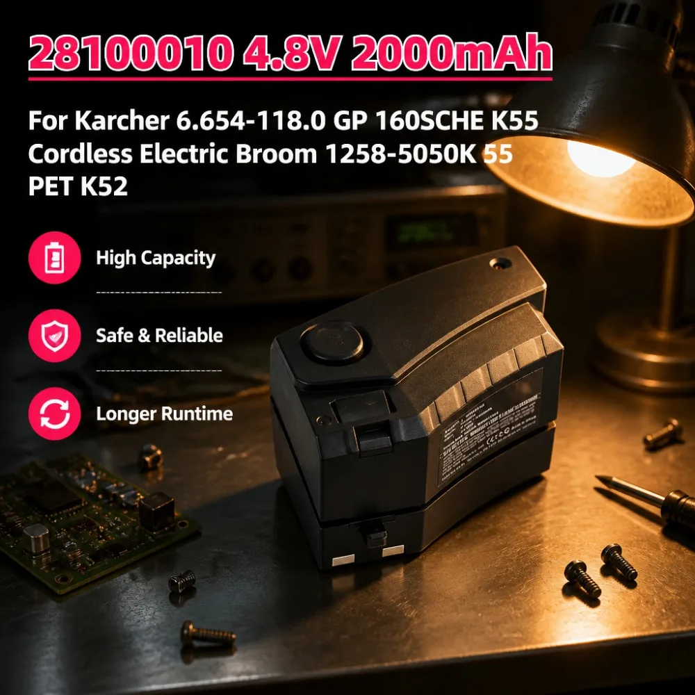 New 28100010 4.8V 2000mAh Battery For Karcher K55 K52 55 PET Cordless Vacuum Cleaner
New 28100010 4.8V 2000mAh Battery For Karcher K55 K52 55 PET Cordless Vacuum Cleaner