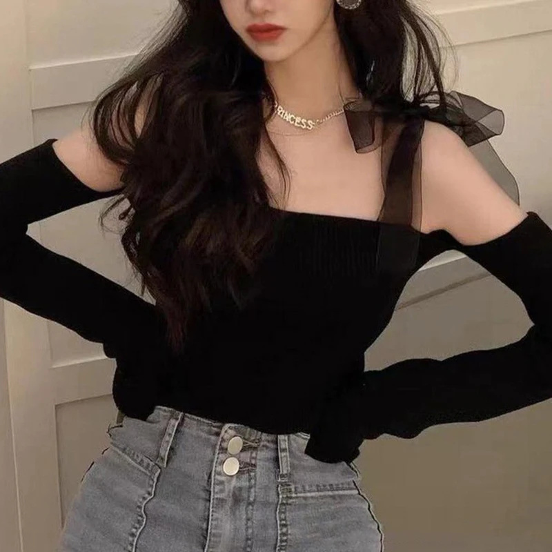 Women Fashion Sweaters Off Shoulder Bow Strap Solid Color Pullover Autumn Winter Sexy Long Sleeve Knitted Casual Tops
Women Fashion Sweaters Off Shoulder Bow Strap Solid Color Pullover Autumn Winter Sexy Long Sleeve Knitted Casual Tops