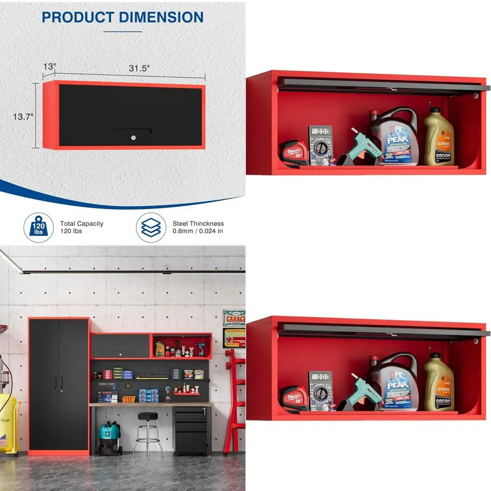 Black & Red Wall-Mounted Metal Storage Cabinet with Locking Door - Ideal for Home, Garage, or Office
Black & Red Wall-Mounted Metal Storage Cabinet with Locking Door - Ideal for Home, Garage, or Office