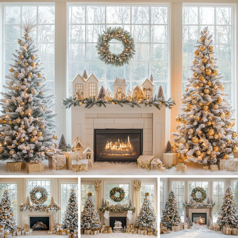 Xmas Photography Backdrop White Brick Fireplace Frost Pine Tree Wooden House Gold Gift Winter Family Photo Booth Background
Xmas Photography Backdrop White Brick Fireplace Frost Pine Tree Wooden House Gold Gift Winter Family Photo Booth Background