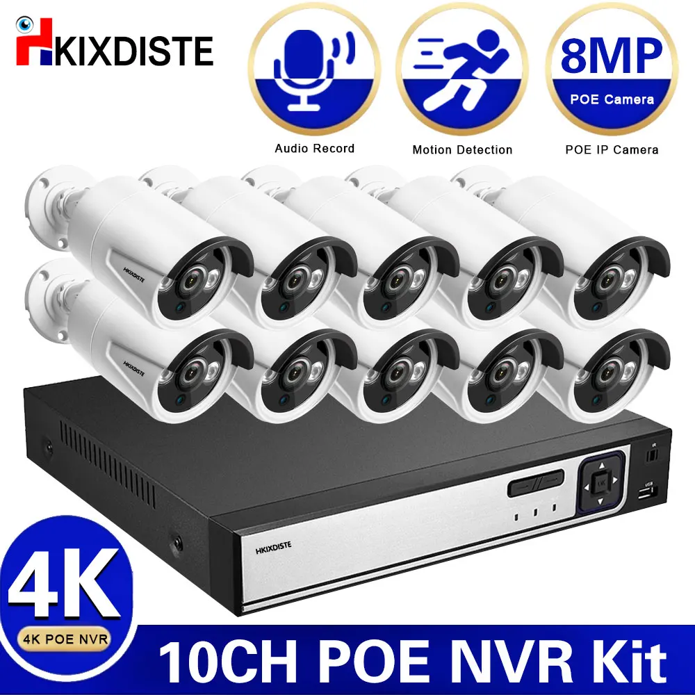 4K HD 8MP POE NVR Kit 10CH Motion Detection CCTV Security Camera System 10CH 8CH IP Bullet Camera Video Surveillance System Set
4K HD 8MP POE NVR Kit 10CH Motion Detection CCTV Security Camera System 10CH 8CH IP Bullet Camera Video Surveillance System Set