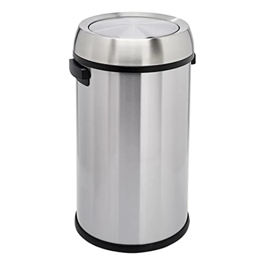 Round Stainless Steel Trash Can with Swing Lid, Fingerprint and Smudge Resistant, 65 Litre/17.2 Gallon, Silver, Black
Round Stainless Steel Trash Can with Swing Lid, Fingerprint and Smudge Resistant, 65 Litre/17.2 Gallon, Silver, Black
