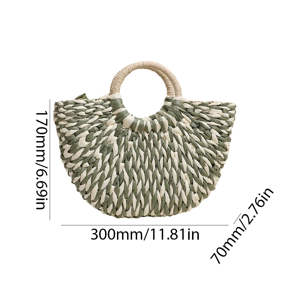 Женская соломенная сумка-тоут большой вместимости, полукруглая плетеная сумка с контрастными цветами, летняя пляжная сумка
Женская соломенная сумка-тоут большой вместимости, полукруглая плетеная сумка с контрастными цветами, летняя пляжная сумка