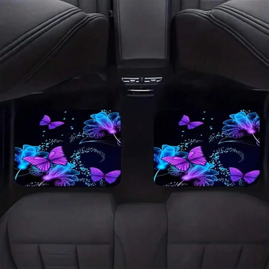 4-Piece Butterfly Pattern Flannel Black UV Reactive Glow Car Floor Mats For Front And Rear Seats
4-Piece Butterfly Pattern Flannel Black UV Reactive Glow Car Floor Mats For Front And Rear Seats