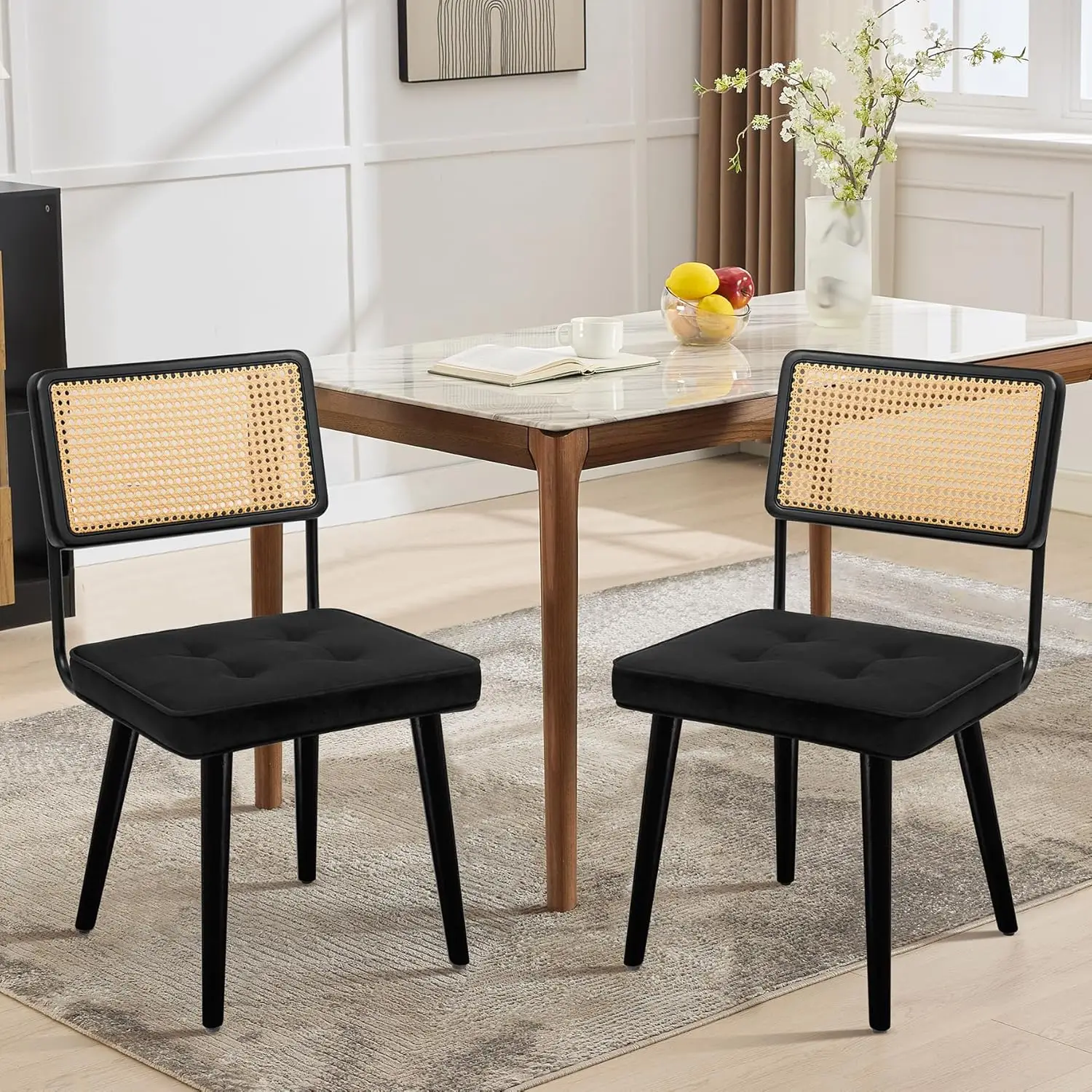 Dining Chairs 2pcs Solid Wood Legs Upholstered Seat Velvet Black Kitchen Customized
Dining Chairs 2pcs Solid Wood Legs Upholstered Seat Velvet Black Kitchen Customized