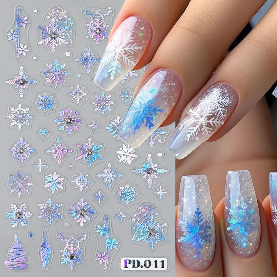 1pc 5D Dreamy Snowflake Nail Art Stickers Blue/Purple Winter Snowflake Star Laser Decals Rhinestone Foils Sliders Manicure Decor
1pc 5D Dreamy Snowflake Nail Art Stickers Blue/Purple Winter Snowflake Star Laser Decals Rhinestone Foils Sliders Manicure Decor