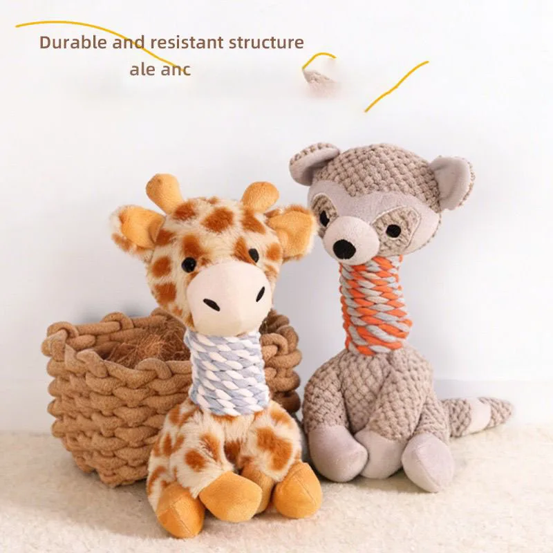 Dog Chew Toy Giraffe and Raccoon Shaped Soft Plush Squeaky Interactive Teething Toy with Braided Rope Neck for Small Medium Dogs
Dog Chew Toy Giraffe and Raccoon Shaped Soft Plush Squeaky Interactive Teething Toy with Braided Rope Neck for Small Medium Dogs