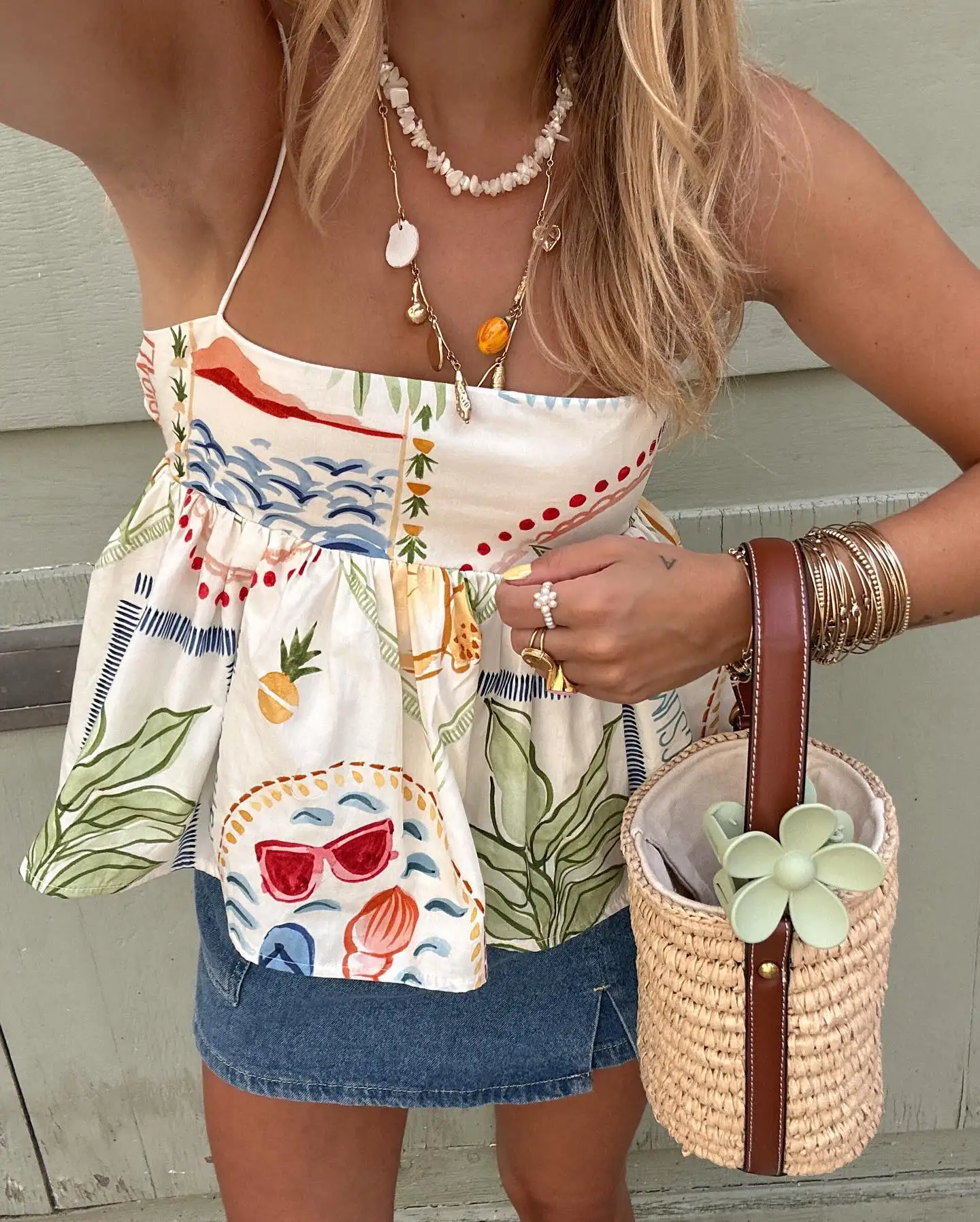 2024 Autumn New Fashion Women's Clothing European And American Style Casual Plant Printed Top Camisole Casual Shorts Set
2024 Autumn New Fashion Women's Clothing European And American Style Casual Plant Printed Top Camisole Casual Shorts Set
