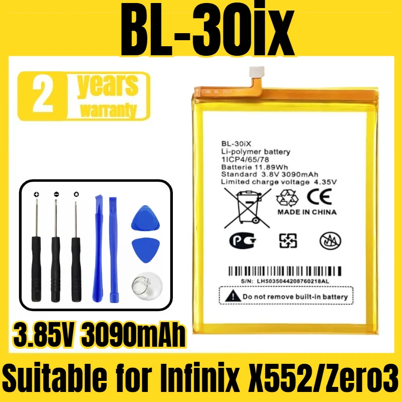 Suitable for Transsion Infinix X552/Zero3 battery BL-30ix mobile phone battery new large capacity free Tool 3.85V 3090mAh
Suitable for Transsion Infinix X552/Zero3 battery BL-30ix mobile phone battery new large capacity free Tool 3.85V 3090mAh