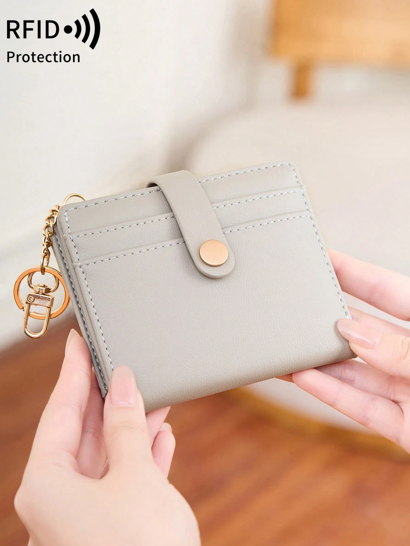 Ultra-thin women's wallet RFIDshielded bi-fold credit card/ID card holder minimalist short zipper coin purse with keychain-Grey
Ultra-thin women's wallet RFIDshielded bi-fold credit card/ID card holder minimalist short zipper coin purse with keychain-Grey