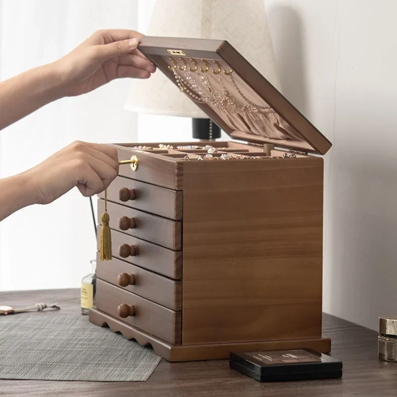 Solid Wood Jewelry Box Vintage Lockable Storage Case Delicate Drawer Wooden Organizer with Large Capacity,Antique Jewelry Case
Solid Wood Jewelry Box Vintage Lockable Storage Case Delicate Drawer Wooden Organizer with Large Capacity,Antique Jewelry Case
