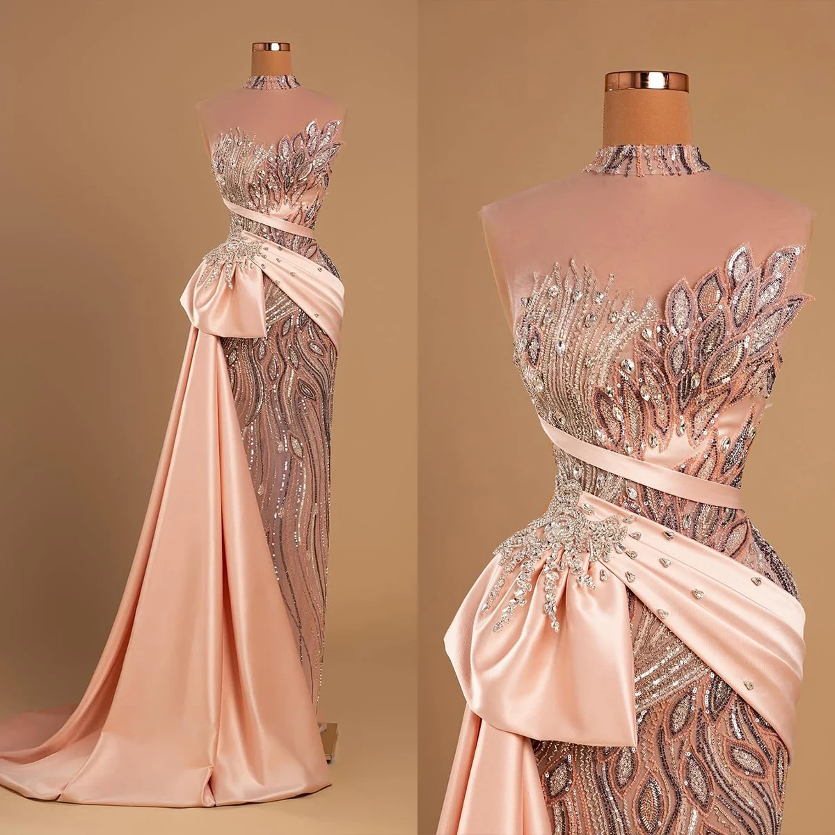 Modern Evening Dresses Sequins High Neck Prom Dress See Through Rhinestone Beading Mermaid Party Gowns Vestidos De Noche 
Modern Evening Dresses Sequins High Neck Prom Dress See Through Rhinestone Beading Mermaid Party Gowns Vestidos De Noche