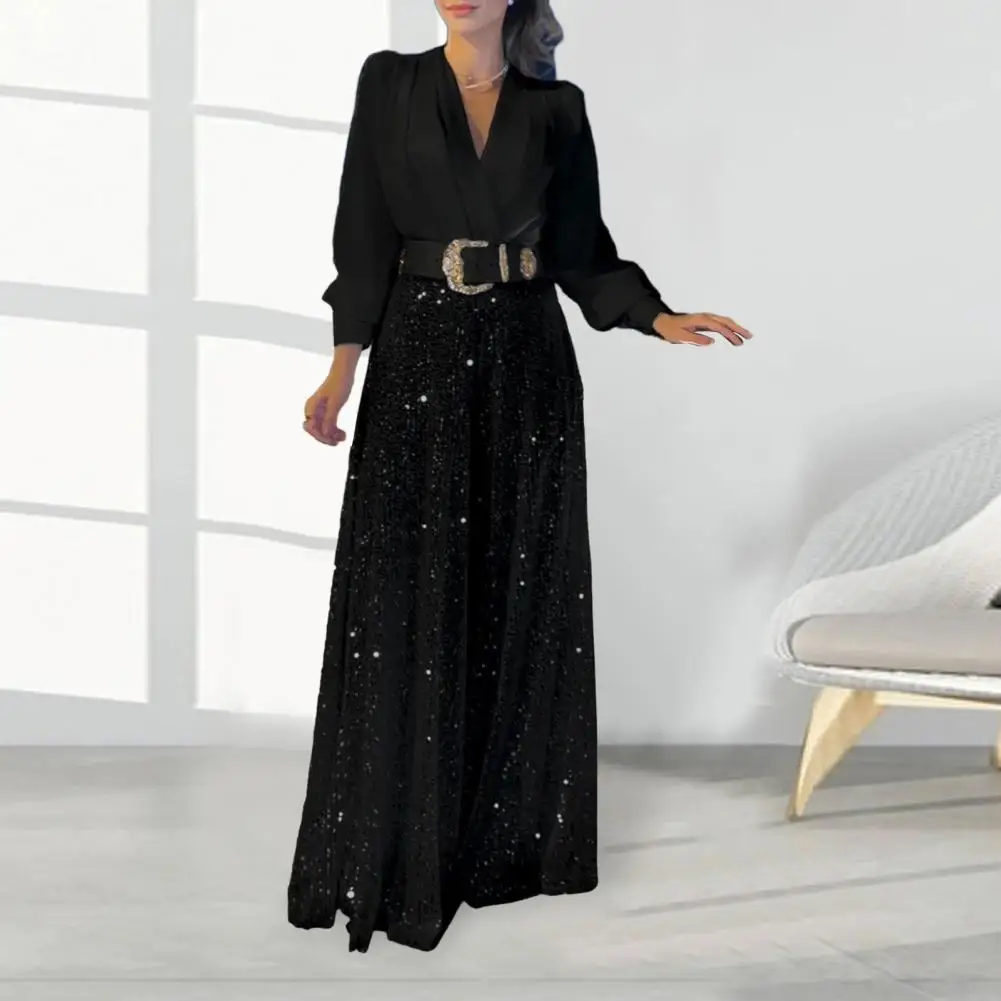Women Wide-leg Jumpsuit Elegant Ladies' Shiny Sequin Prom Jumpsuit Wide Leg Long Sleeve V Neck for Parties Evening Events Wide
Women Wide-leg Jumpsuit Elegant Ladies' Shiny Sequin Prom Jumpsuit Wide Leg Long Sleeve V Neck for Parties Evening Events Wide