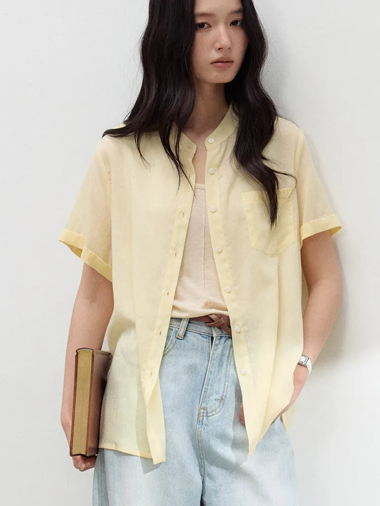 Lyocell Linen Short-Sleeve Pocket Shirts Summer Women Button Collar Single Breastd Breathable Korean Casual Top
Lyocell Linen Short-Sleeve Pocket Shirts Summer Women Button Collar Single Breastd Breathable Korean Casual Top