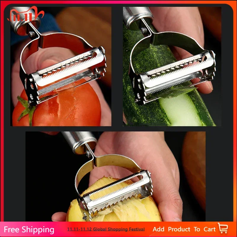Stainless Steel Multifunction Vegetable Peeler - Potato Carrot Cucumber Grater Fruit Cutter Kitchen Tool for Julienne Peeling
Stainless Steel Multifunction Vegetable Peeler - Potato Carrot Cucumber Grater Fruit Cutter Kitchen Tool for Julienne Peeling