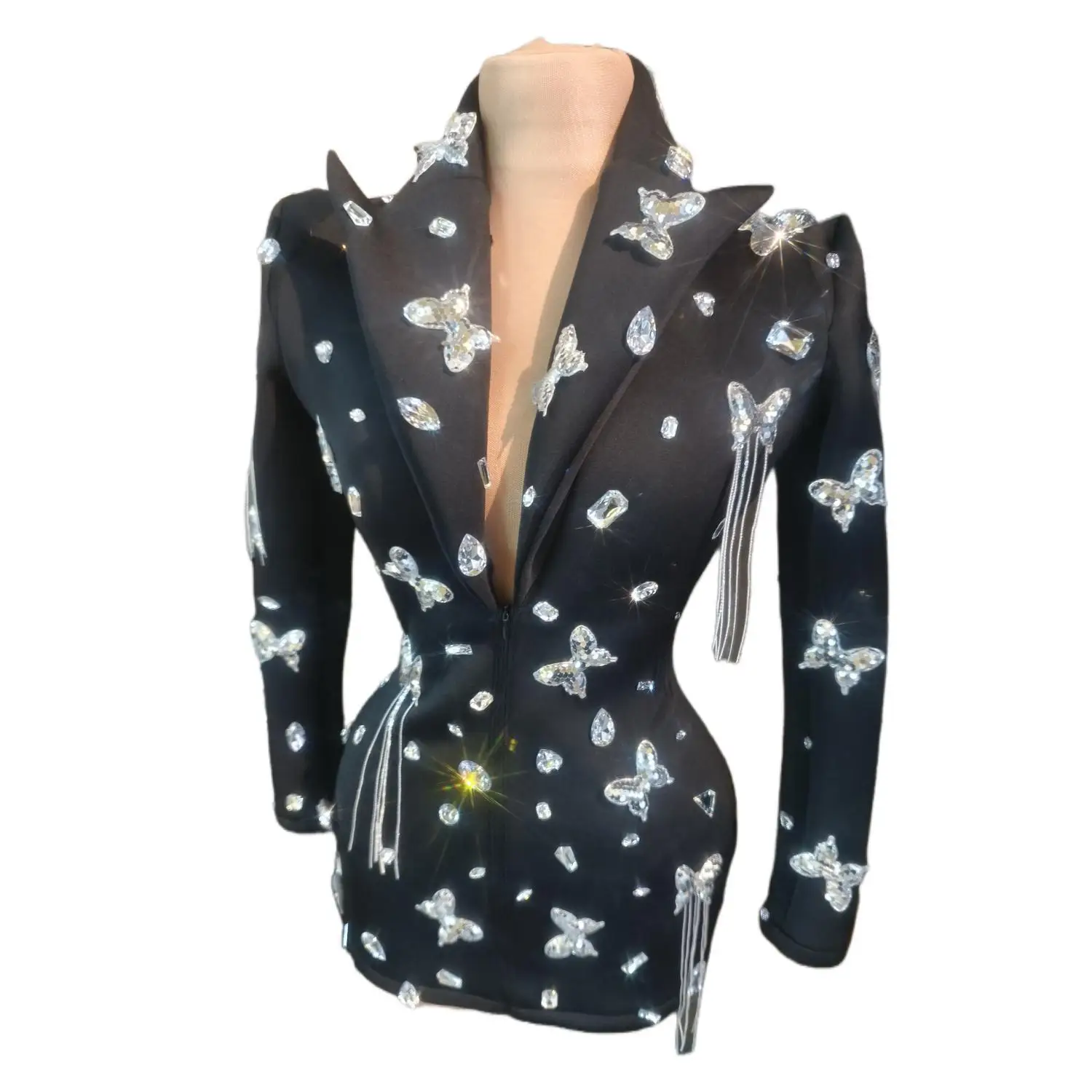 New Fashion Butterfly Sparkly Crystals Jacket Black Club Party Birthday Dress Performance Costume Stage Wear Festival Outfit
New Fashion Butterfly Sparkly Crystals Jacket Black Club Party Birthday Dress Performance Costume Stage Wear Festival Outfit