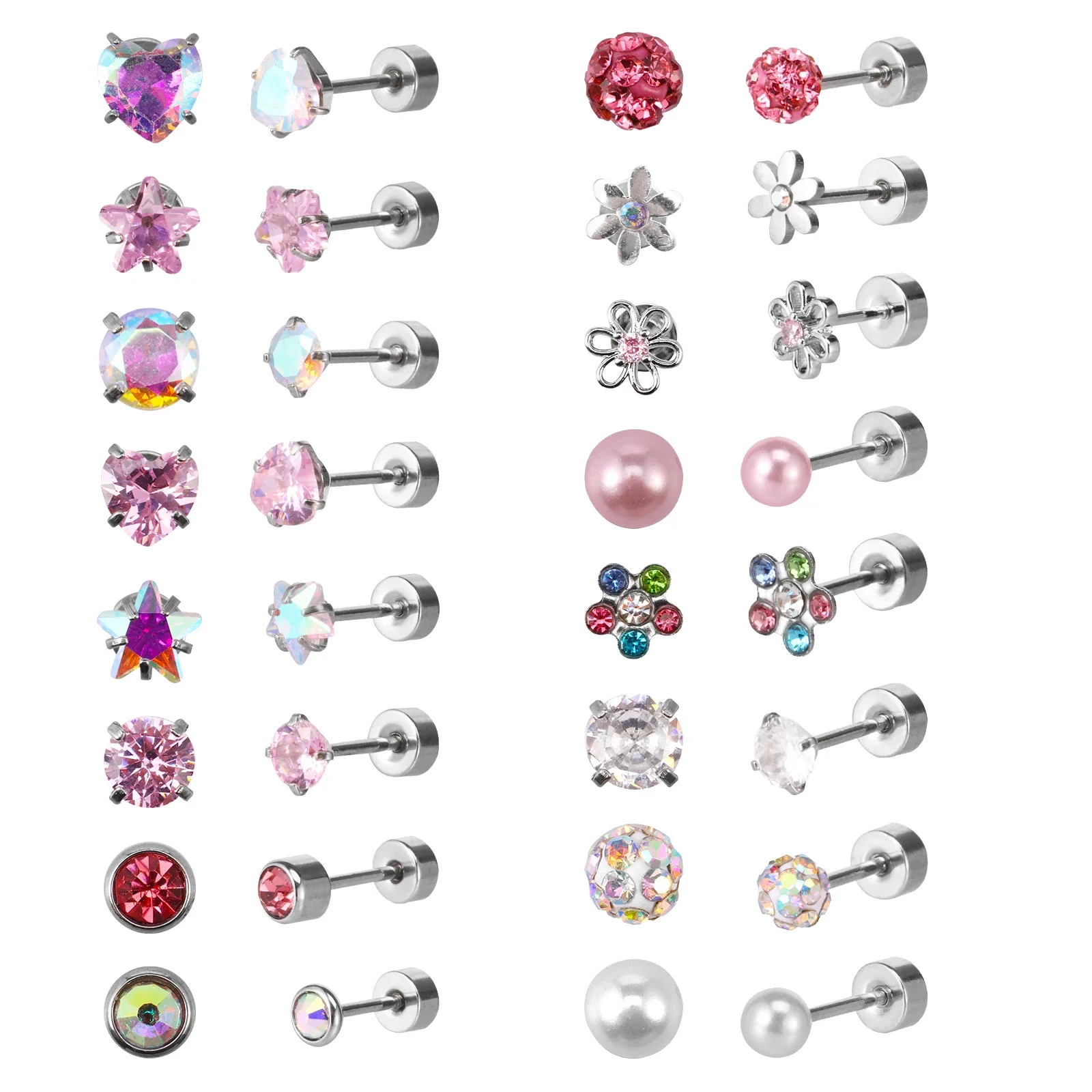 16 Pairs Small Tiny Cartilage Earrings Set Hypoallergenic Screw Back Earrings Heart Flower Pearl Ball Studs for Girls Daily Wear
16 Pairs Small Tiny Cartilage Earrings Set Hypoallergenic Screw Back Earrings Heart Flower Pearl Ball Studs for Girls Daily Wear