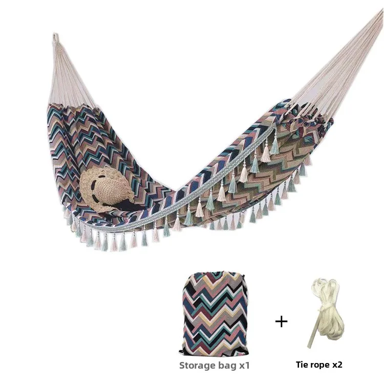 Жаккардовый гамак премиум-класса в ретро-кандинавском стиле для кемпинга на открытом воздухе, широкий дополнительный холст из хлопчатобумажной деревянной ткани с кисточками с защитой от опрокидывания
Жаккардовый гамак премиум-класса в ретро-кандинавском стиле для кемпинга на открытом воздухе, широкий дополнительный холст из хлопчатобумажной деревянной ткани с кисточками с защитой от опрокидывания