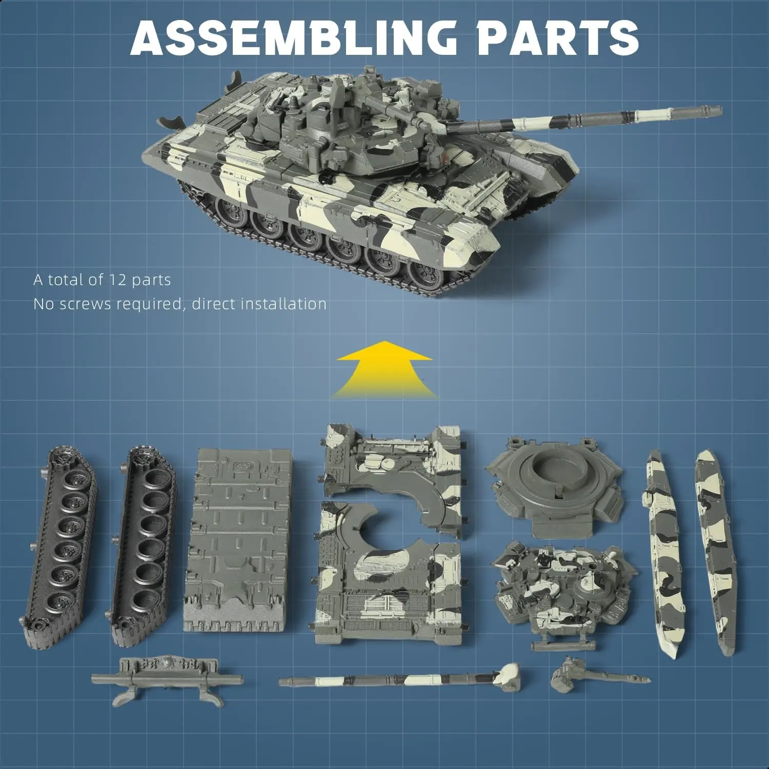 1/72 Scale Military Tank Quick Build Model Kits States Armored Vehicle Main Battle Tank Building Model Gift for Kids
1/72 Scale Military Tank Quick Build Model Kits States Armored Vehicle Main Battle Tank Building Model Gift for Kids