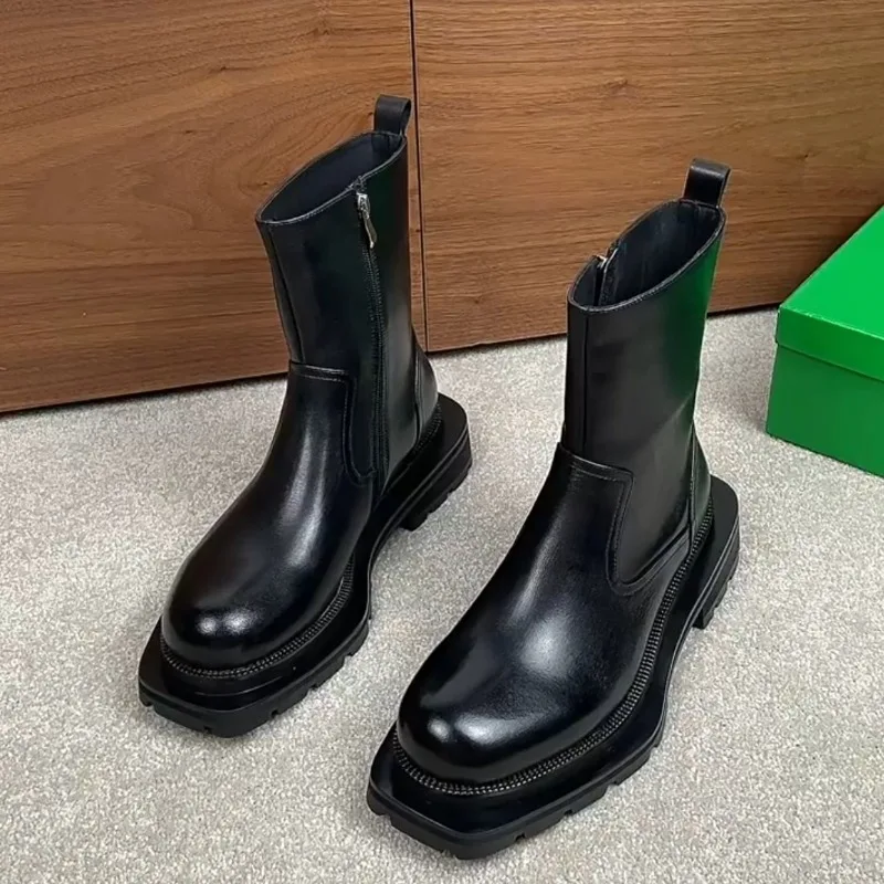 Mens Chelsea Boots Genuine Leather Mid-Calf ZIP Autumn Winter Warm Platform Boots
Mens Chelsea Boots Genuine Leather Mid-Calf ZIP Autumn Winter Warm Platform Boots