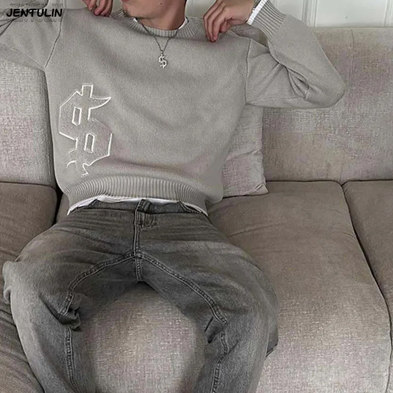 Y2K Round Neck Gray Knitted Sweater New Popular Symbol Pattern Retro Harajuku Pullover Autumn Winter Warm Boxy Men's Clothing
Y2K Round Neck Gray Knitted Sweater New Popular Symbol Pattern Retro Harajuku Pullover Autumn Winter Warm Boxy Men's Clothing