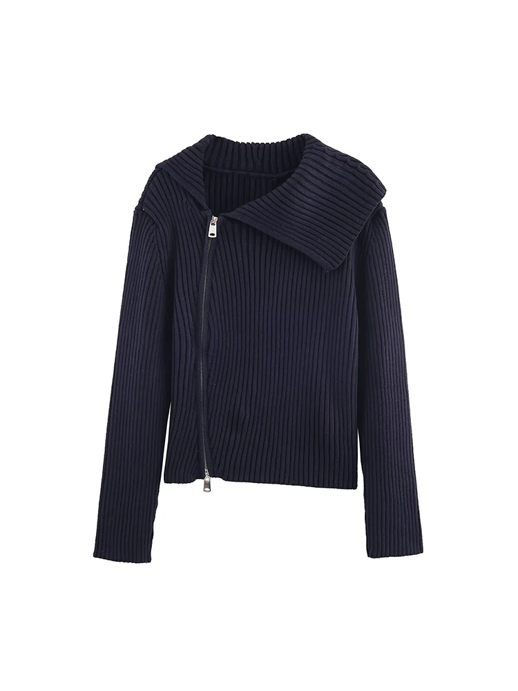 European and American style 2025 autumn new arrivals women's clothing zipper ribbed lapel long sleeve knitted jacket
European and American style 2025 autumn new arrivals women's clothing zipper ribbed lapel long sleeve knitted jacket