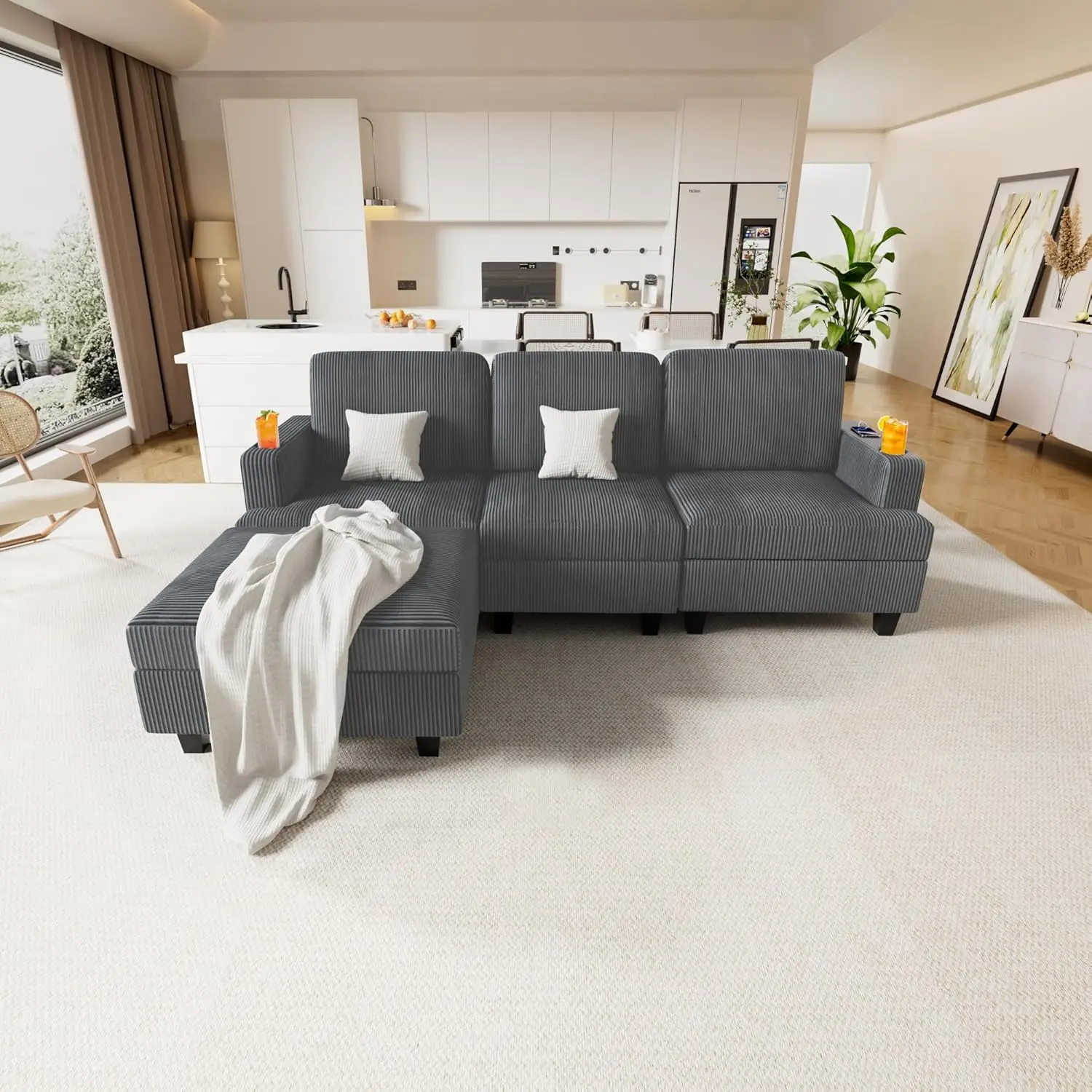 Modular Sectional Sofa L Shaped Cloud Couch for Living Room, Comfy Grey Sectional Couches with Storage & USB, Modern Modular Cou
Modular Sectional Sofa L Shaped Cloud Couch for Living Room, Comfy Grey Sectional Couches with Storage & USB, Modern Modular Cou