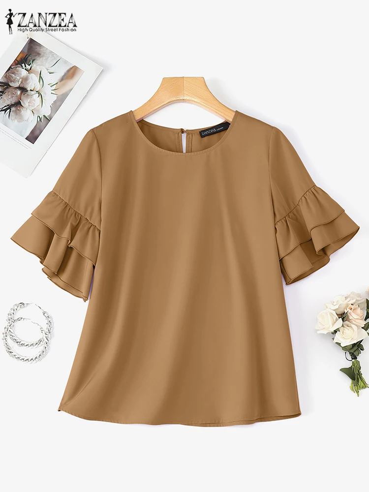 ZANZEA 2025 летние офисные блузки женские элегантные блузки с круглым вырезом и короткими рукавами стильные однотонные рабочие топы женская праздничная рубашка Mujer
ZANZEA 2025 летние офисные блузки женские элегантные блузки с круглым вырезом и короткими рукавами стильные однотонные рабочие топы женская праздничная рубашка Mujer