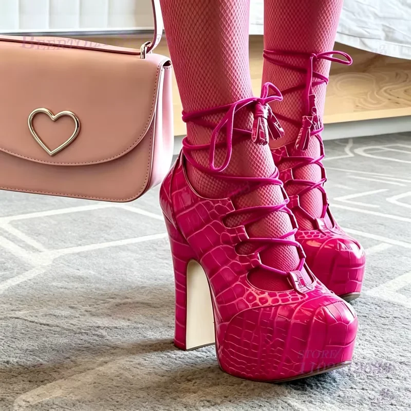 Bright Rose Red Crocodile Patterned Pump Platform Strap Sandals Cute Girl Chunky Purple Heels Black Pattern Casual Party Shoes
Bright Rose Red Crocodile Patterned Pump Platform Strap Sandals Cute Girl Chunky Purple Heels Black Pattern Casual Party Shoes
