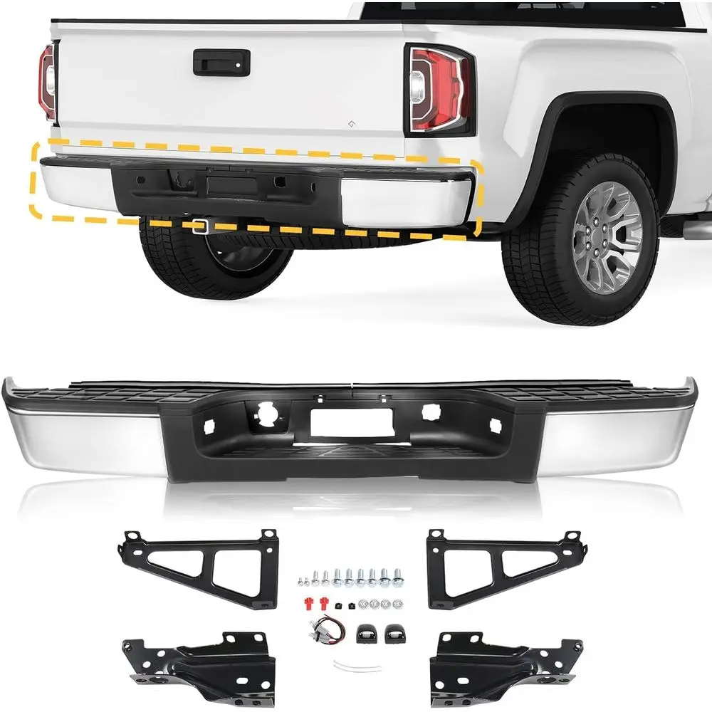Задний бампер в сборе, совместимый с Chevrolet Silverado 1500 и GMC Sierra 1500 (2007-2013 гг.), хромированная замена для GM110314
Задний бампер в сборе, совместимый с Chevrolet Silverado 1500 и GMC Sierra 1500 (2007-2013 гг.), хромированная замена для GM110314