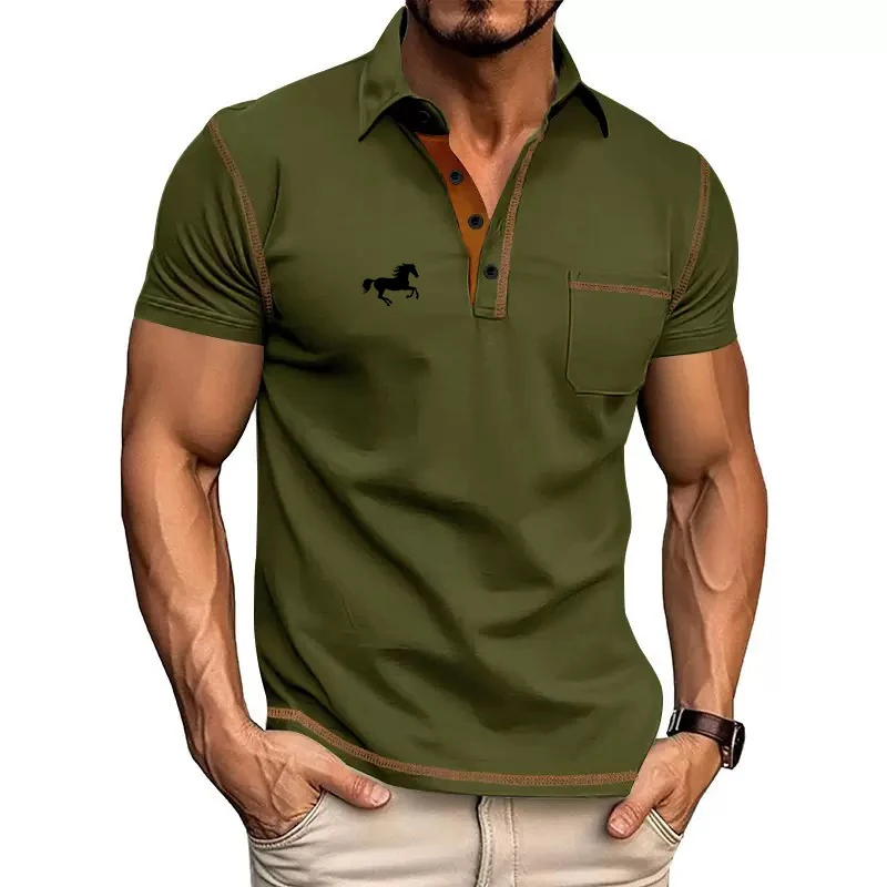 Summer 2025 Men's Short-sleeved POLO Shirt Men's Fashion And Sportiness Loose Lapel T-shirt Top Color-blocking Polo Shirt
Summer 2025 Men's Short-sleeved POLO Shirt Men's Fashion And Sportiness Loose Lapel T-shirt Top Color-blocking Polo Shirt