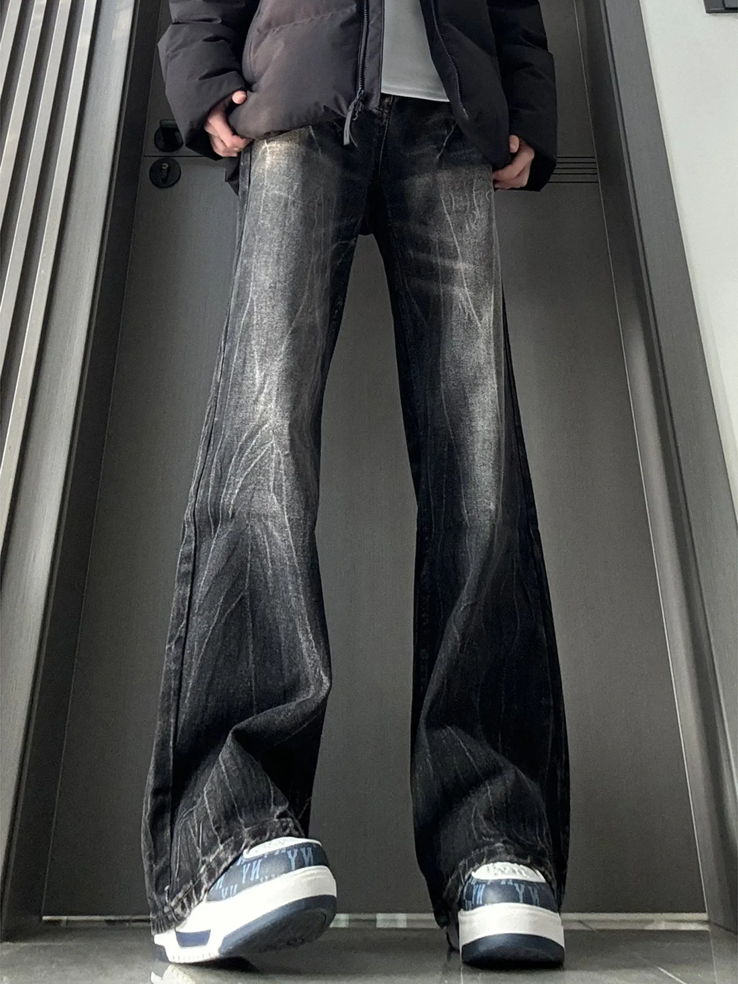 Black Split Lightning Pattern Cowboy Jeans Men's Stylish Cleanfit Flared Workwear Pants Leg Lengthening Straight Cut
Black Split Lightning Pattern Cowboy Jeans Men's Stylish Cleanfit Flared Workwear Pants Leg Lengthening Straight Cut