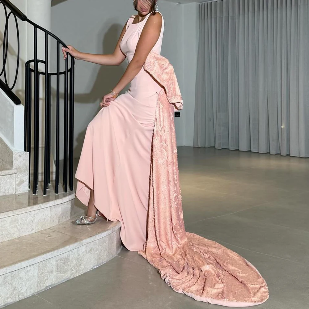 Customized Fashion Jersey Straight Cap Sleeve Bow Evening Dress Sleeveless Square Collar Panel Train Backless Vestido De Festa
Customized Fashion Jersey Straight Cap Sleeve Bow Evening Dress Sleeveless Square Collar Panel Train Backless Vestido De Festa