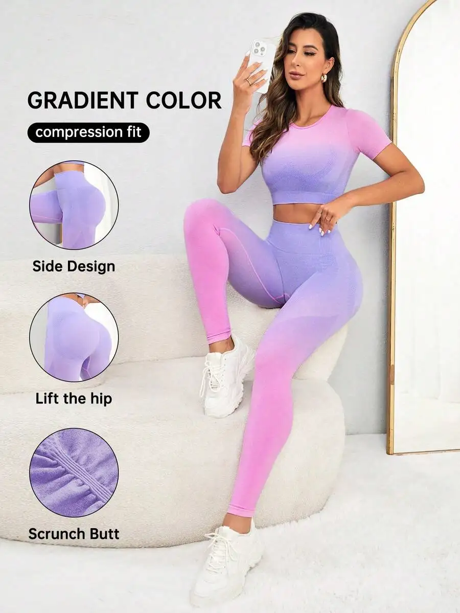 Gradient Color Compression Fit Workout Set Women Sports Bra And Leggings
Gradient Color Compression Fit Workout Set Women Sports Bra And Leggings