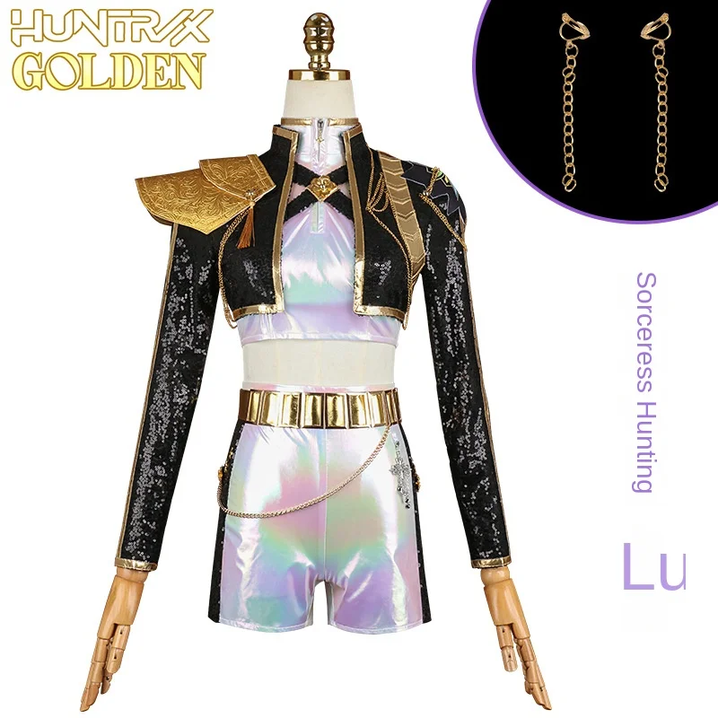 Cosplay Kpop Rumi Demon Hunters Costume Women Girls Black Golden Suit Halloween Party Role Playing K-Pop Group Idol Outfit
Cosplay Kpop Rumi Demon Hunters Costume Women Girls Black Golden Suit Halloween Party Role Playing K-Pop Group Idol Outfit