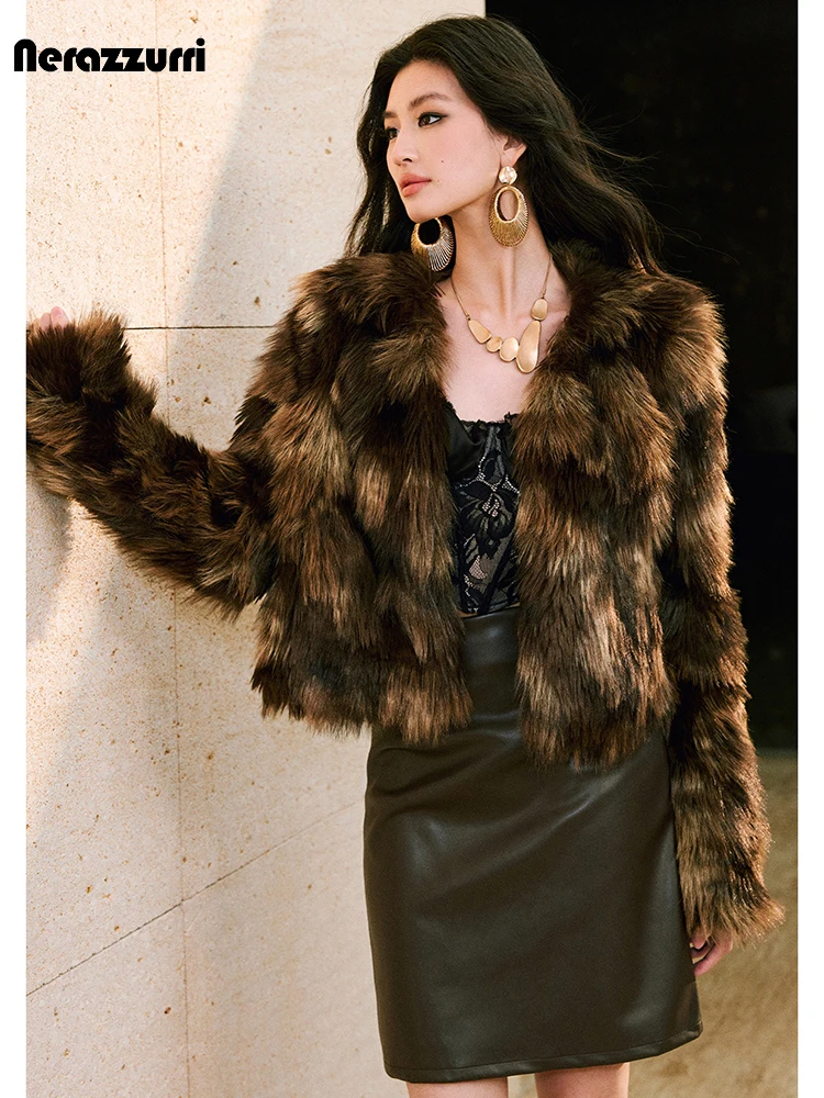 Nerazzurri Autumn Winter Short Loose Casual Hairy Soft Colorful Thick Warm Faux Fur Coat Women V Neck Long Sleeve Fluffy Jacket
Nerazzurri Autumn Winter Short Loose Casual Hairy Soft Colorful Thick Warm Faux Fur Coat Women V Neck Long Sleeve Fluffy Jacket