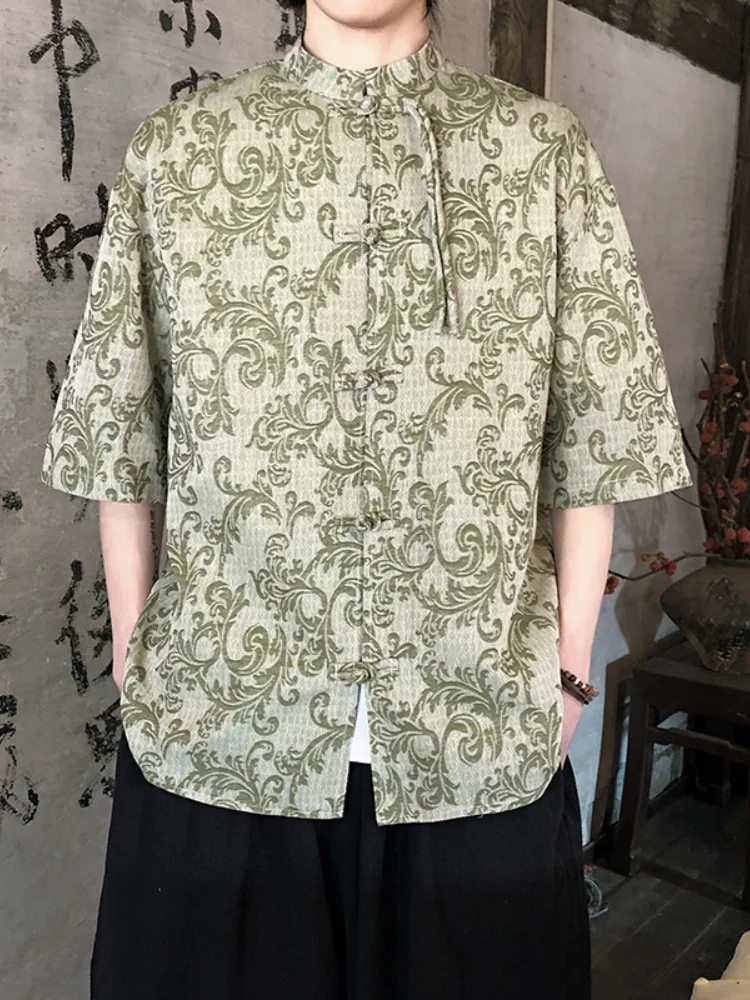 New Chinese Style Men's Shirt Short Sleeve Summer Vintage Print Stand Collar Button down Hanfu Half Sleeve Tang Costume Cotto...
New Chinese Style Men's Shirt Short Sleeve Summer Vintage Print Stand Collar Button down Hanfu Half Sleeve Tang Costume Cotto...