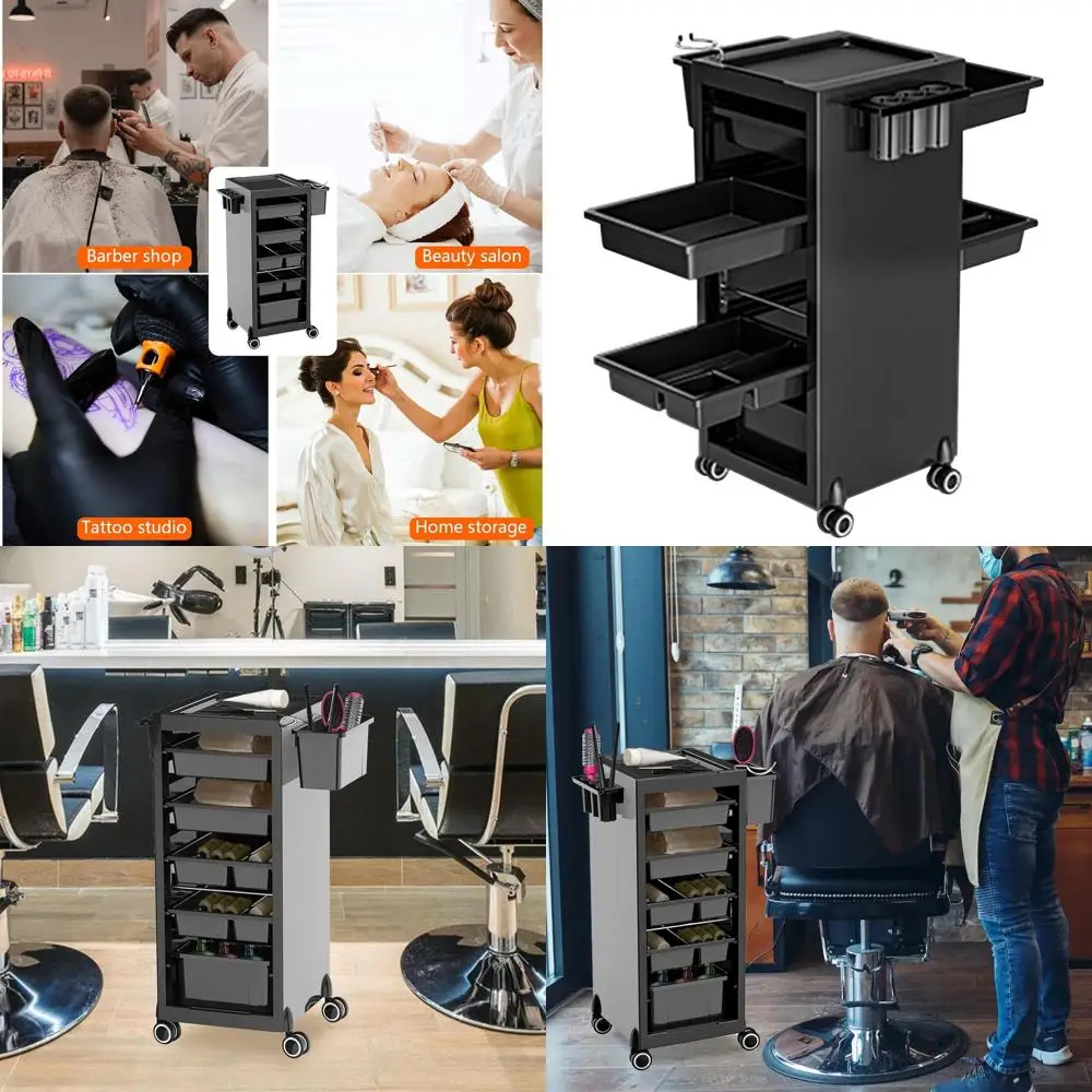 6-Tier Trolley Cart with Storage, Hair Dryer Holder, and Rolling Mobility
6-Tier Trolley Cart with Storage, Hair Dryer Holder, and Rolling Mobility