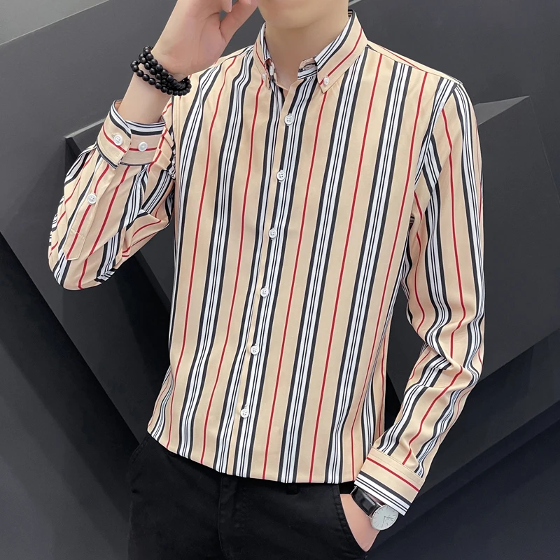 Мужская повседневная тонкая верхняя одежда с длинным рукавом в полоску, высококачественная, для ранней осени, универсальная, для отдыха
Мужская повседневная тонкая верхняя одежда с длинным рукавом в полоску, высококачественная, для ранней осени, универсальная, для отдыха