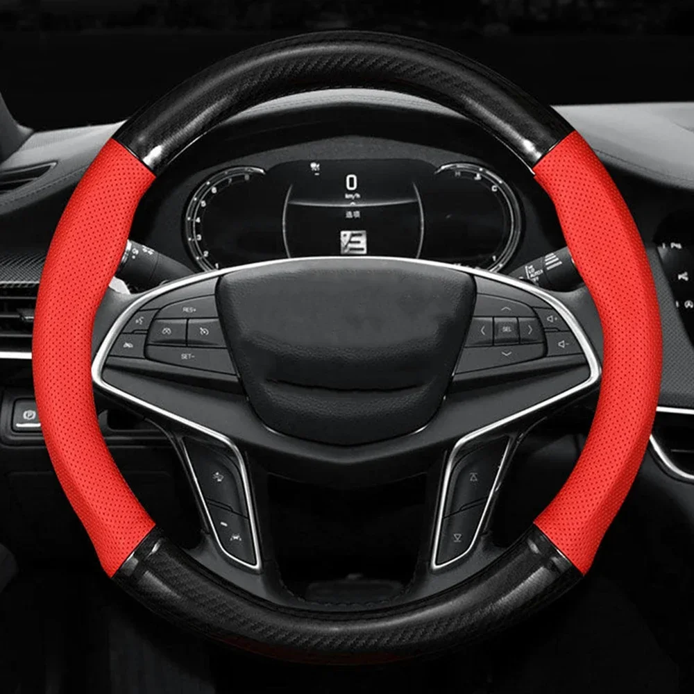 Universal Car Steering Wheel Cover Carbon Fiber Leather Three-dimensional Anti Slip, Timple And Fashionable Car Accessories
Universal Car Steering Wheel Cover Carbon Fiber Leather Three-dimensional Anti Slip, Timple And Fashionable Car Accessories