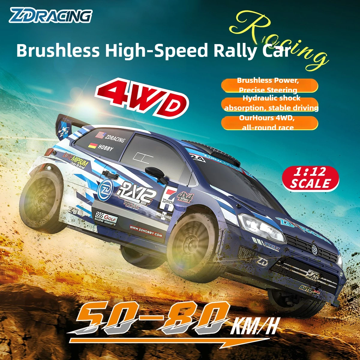 ZDRACING RX12 Радиоуправляемая машина 1/12 4WD Бесщеточное освещение Внедорожный раллийный гоночный автомобиль 50 км/ч Высокоскоростная электрическая модель автомобиля Игрушечный подарок
ZDRACING RX12 Радиоуправляемая машина 1/12 4WD Бесщеточное освещение Внедорожный раллийный гоночный автомобиль 50 км/ч Высокоскоростная электрическая модель автомобиля Игрушечный подарок