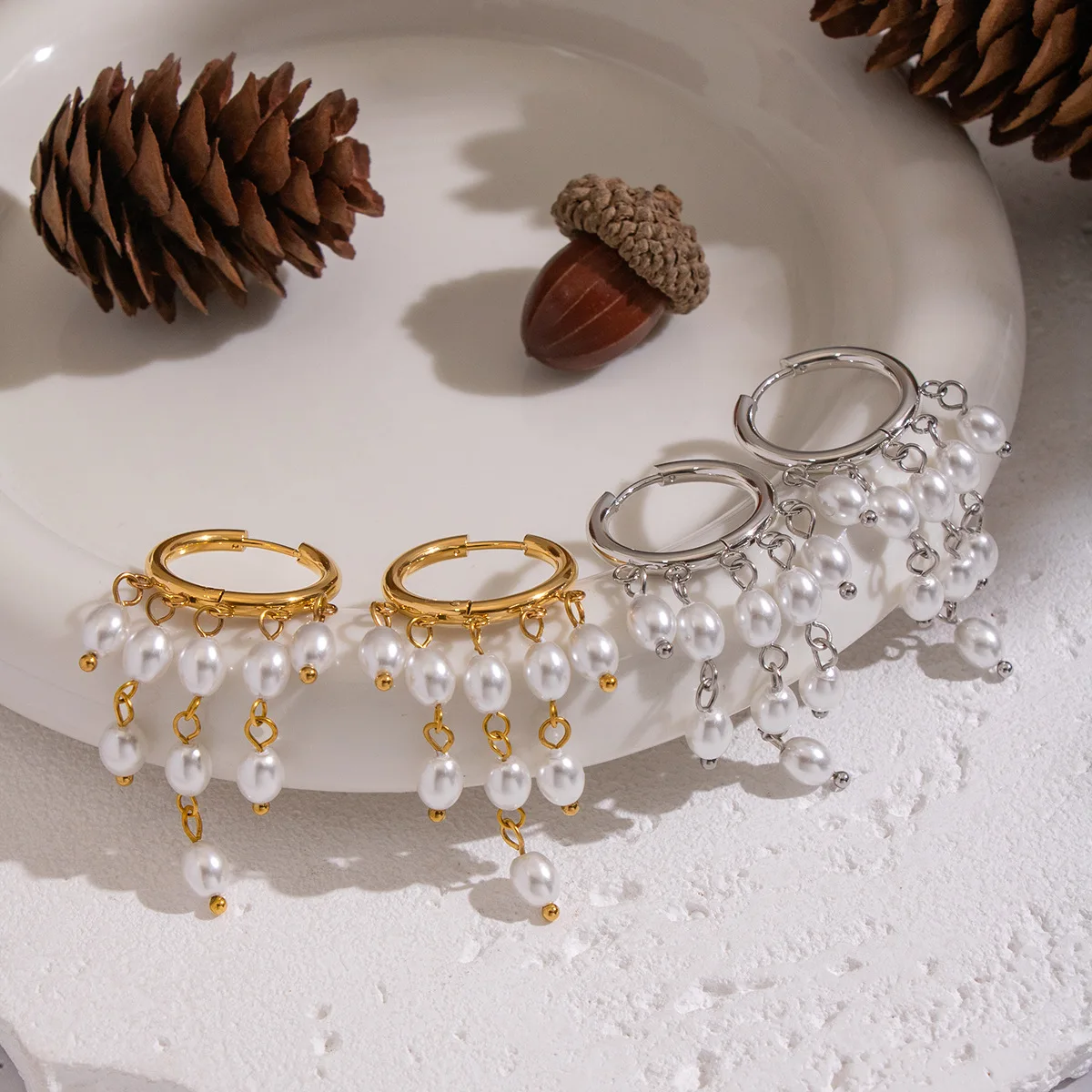 Delicate Fashion Multi-layer Imitation Pearl Tassel Chain Hoop Earrings for Women Gold Plated Stainless Steel Drop Jewelry Gifts
Delicate Fashion Multi-layer Imitation Pearl Tassel Chain Hoop Earrings for Women Gold Plated Stainless Steel Drop Jewelry Gifts