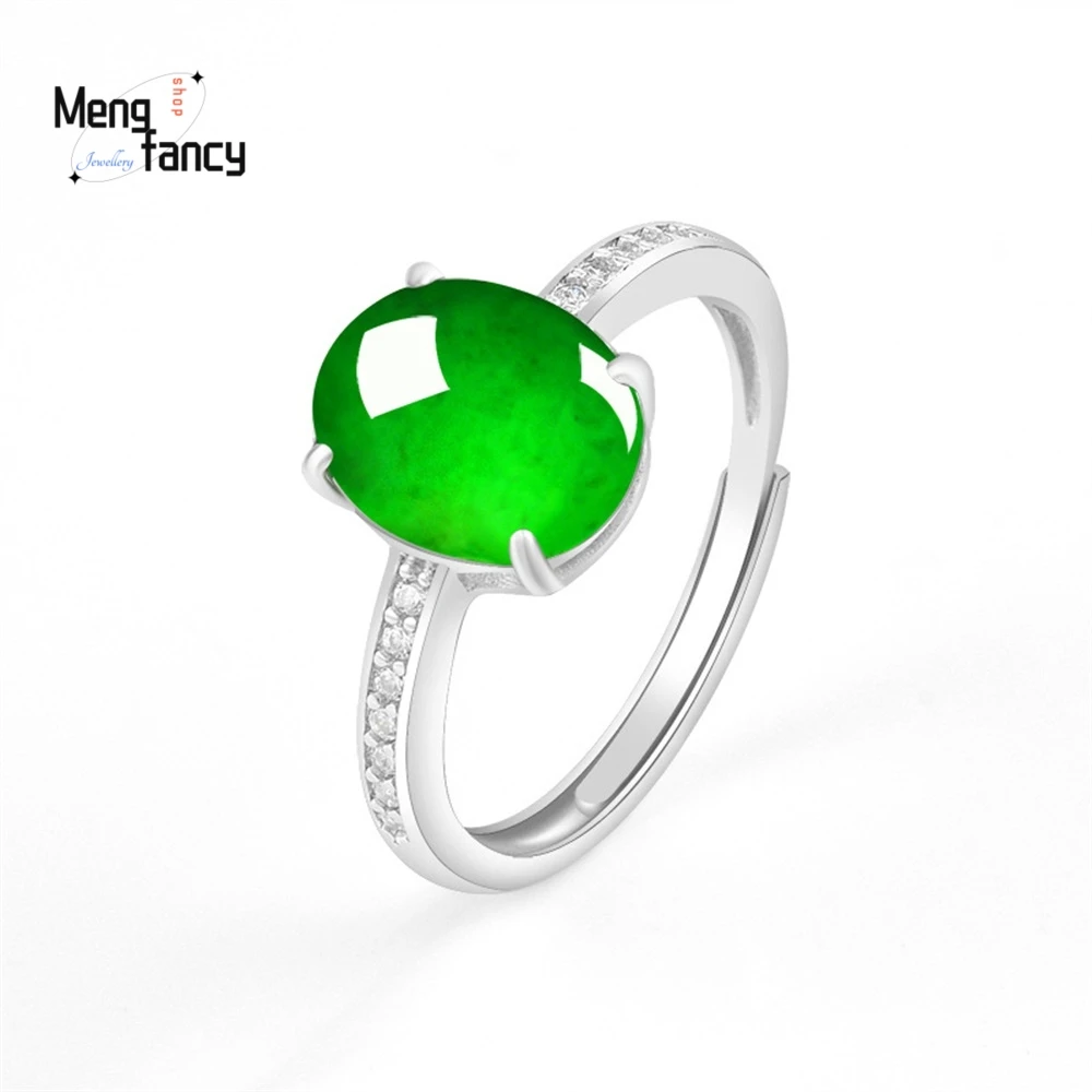 High-Grade S925 Silver Natural Jadeit Green Oval Egg-Shaped Ring Luxury Quality Fashion Jewelry Exquisite Elegant Gift Popular
High-Grade S925 Silver Natural Jadeit Green Oval Egg-Shaped Ring Luxury Quality Fashion Jewelry Exquisite Elegant Gift Popular