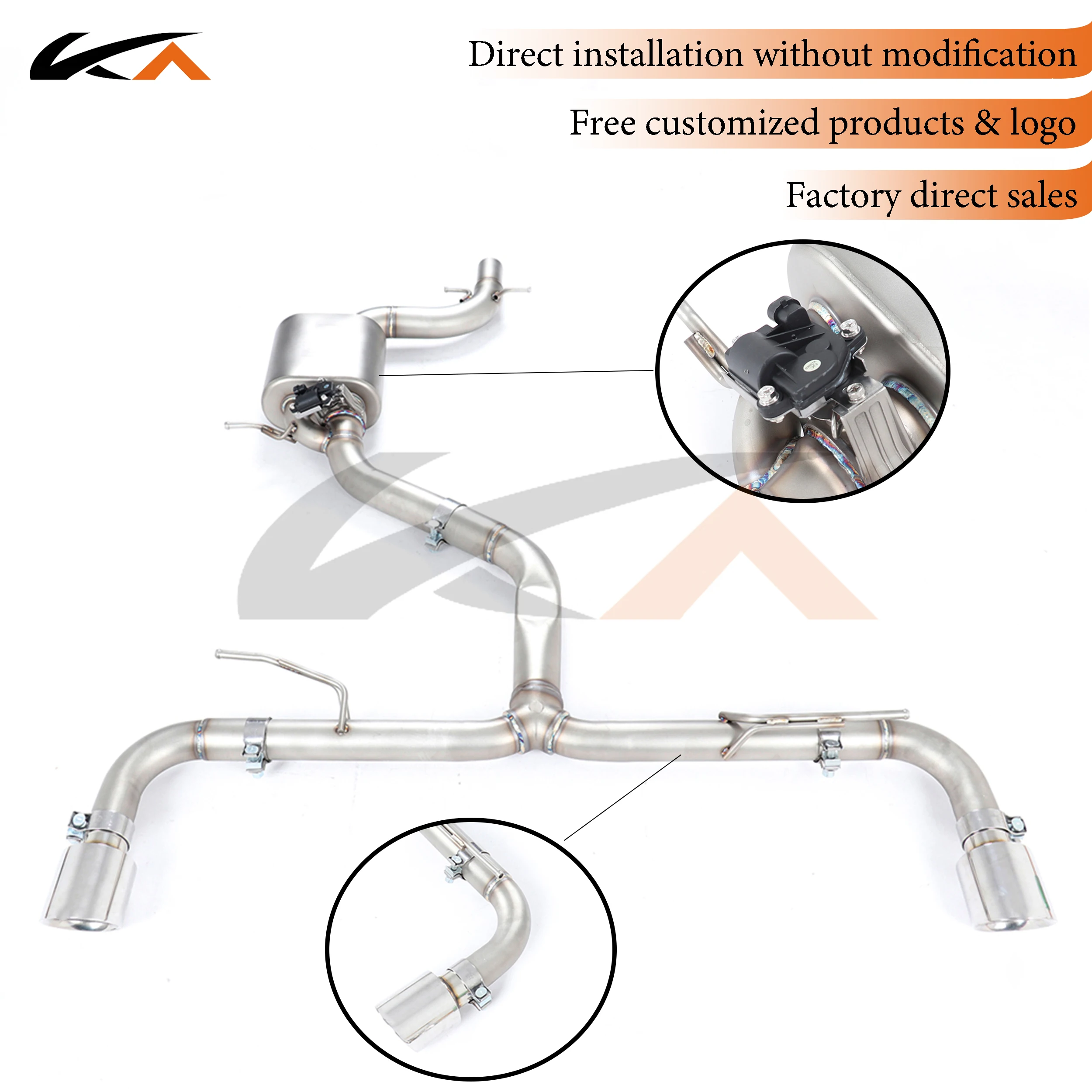 KA Tuning exhaust system stainless catback for VW Golf MK6 GTI rear section performance parts muffler with valve
KA Tuning exhaust system stainless catback for VW Golf MK6 GTI rear section performance parts muffler with valve