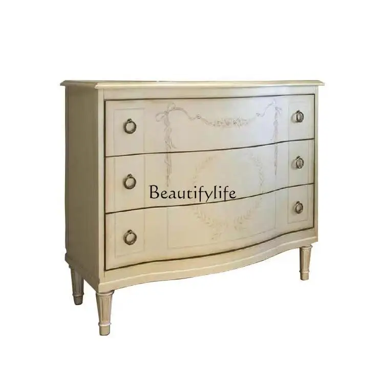 American rural solid wood three-bucket cabinet, side cabinet, French retro carved storage
American rural solid wood three-bucket cabinet, side cabinet, French retro carved storage