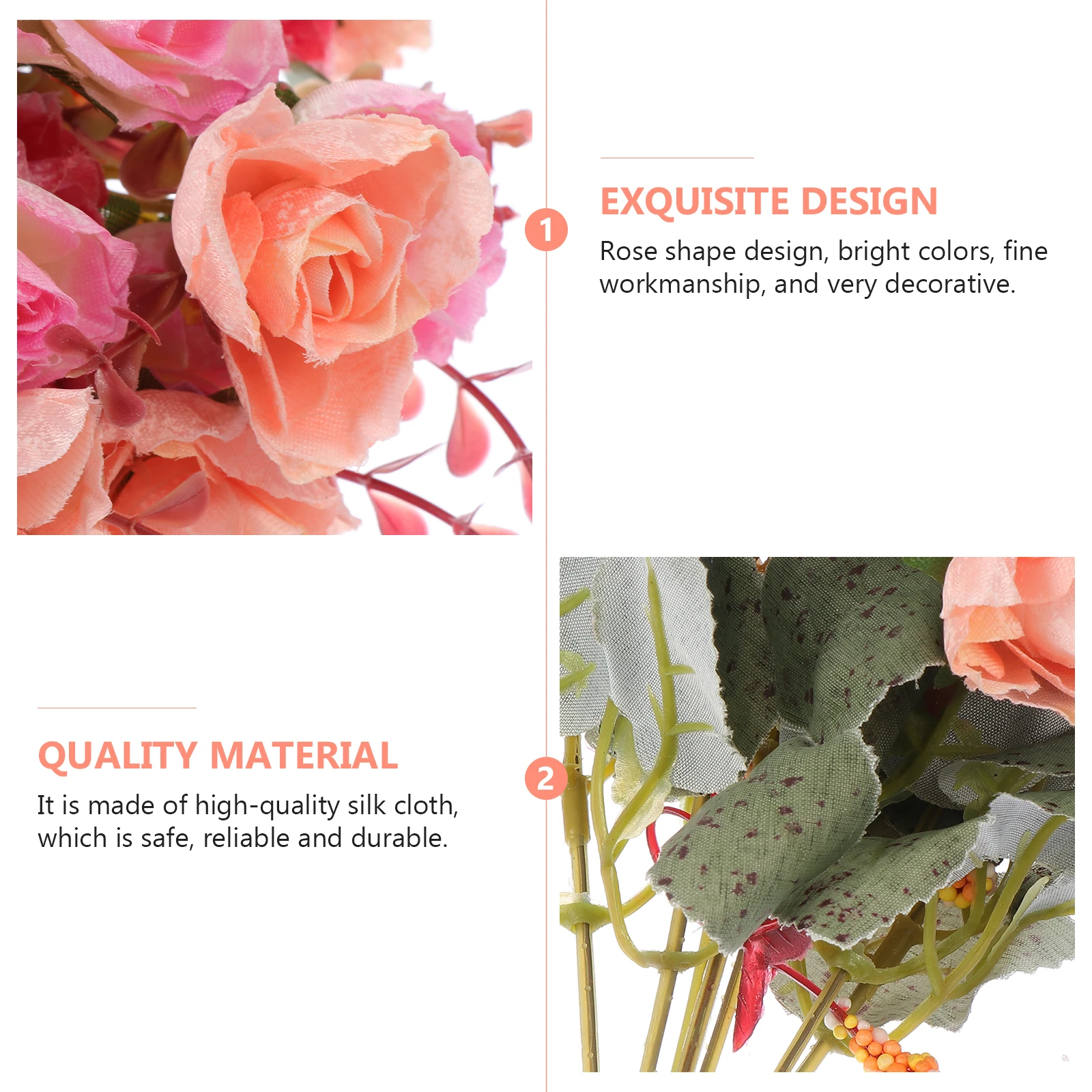 2pcs Faux Rose Bouquet Artificial Flower Wedding Home Ornament Simulated Floral Arrangement Props Diy Craft Party Decoration For 
2pcs Faux Rose Bouquet Artificial Flower Wedding Home Ornament Simulated Floral Arrangement Props Diy Craft Party Decoration For