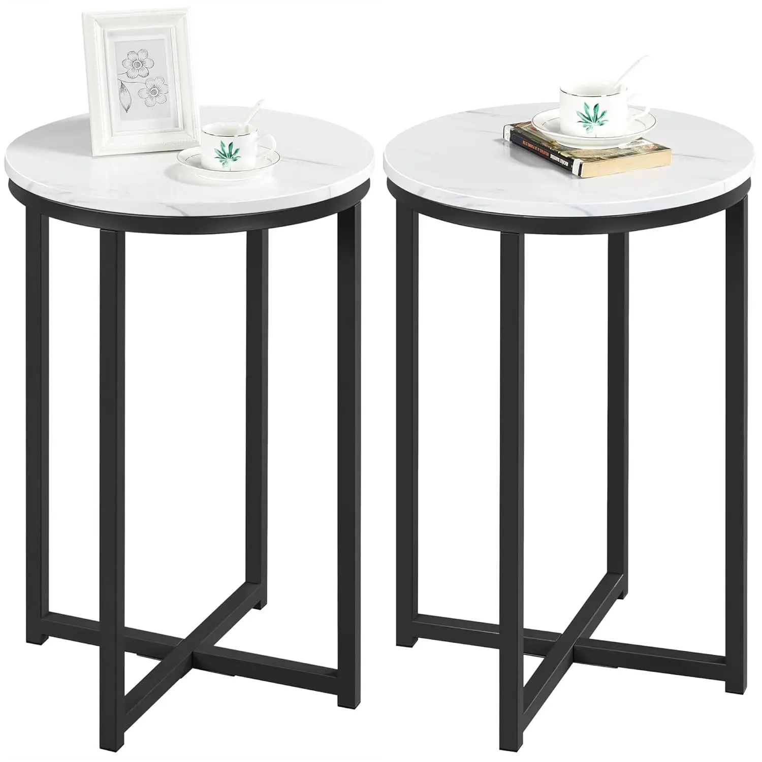 Round Faux Marble Top Metal Frame End Table Set of 2 Small Coffee Side Telephone Table Living Room Space 16in, Customized
Round Faux Marble Top Metal Frame End Table Set of 2 Small Coffee Side Telephone Table Living Room Space 16in, Customized