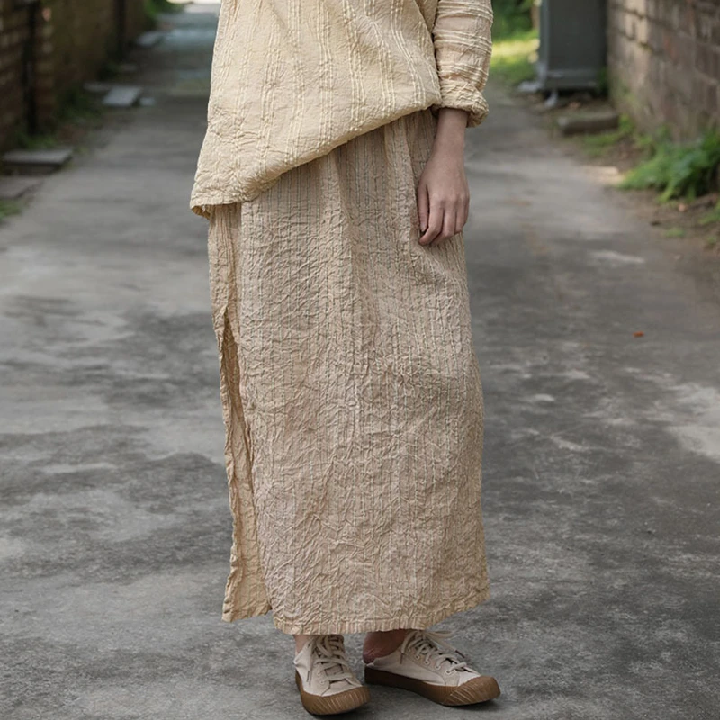 High Waist Cotton Linen Long Skirt Women New 2025 Spring Vintage Style Loose Comfortable Female Casual Striped Skirts M713
High Waist Cotton Linen Long Skirt Women New 2025 Spring Vintage Style Loose Comfortable Female Casual Striped Skirts M713