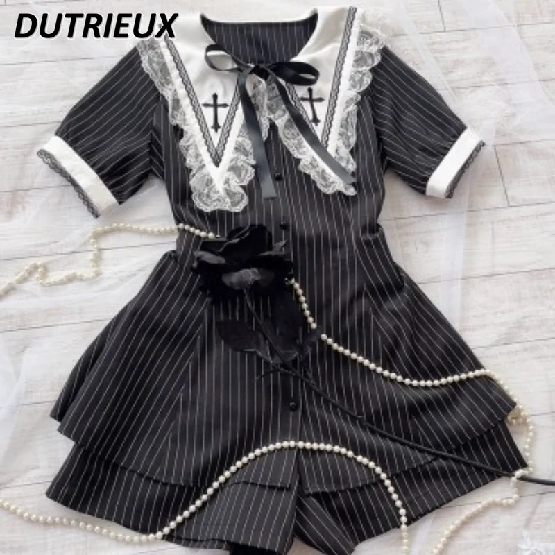 Fall 2023 Embroidered Black Suit Mass-Produced Japanese Single-Breasted Shirt Dress Women + Shorts Two Piece Sets Femme Outifits
Fall 2023 Embroidered Black Suit Mass-Produced Japanese Single-Breasted Shirt Dress Women + Shorts Two Piece Sets Femme Outifits