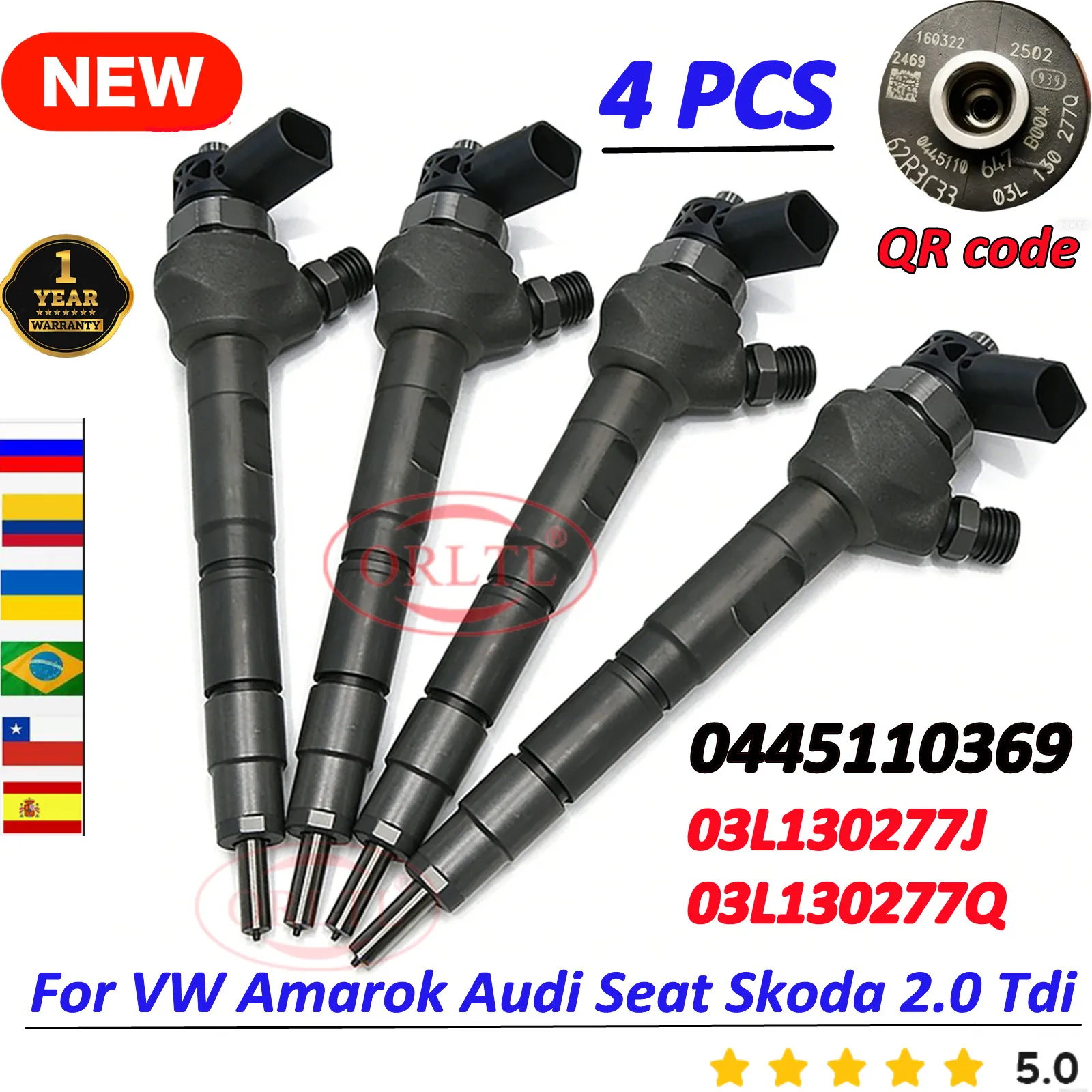 4 PCS Original 0445110369 03L130277J 03L130277Q 03l130855CX Diesel Fuel Injector, fits VW Amarok, Audi, Seat, Skoda 2.0 TDI,
4 PCS Original 0445110369 03L130277J 03L130277Q 03l130855CX Diesel Fuel Injector, fits VW Amarok, Audi, Seat, Skoda 2.0 TDI,